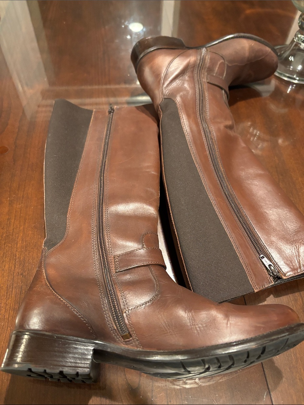 Clarks Women's Knee high Brown Leather Boots - Picture 6 of 14